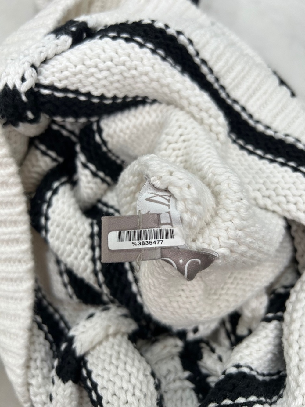JCrew Womens XS roll neck EUC Heritage long sleeve blackn white cotton sweater